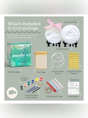 NWT Handprint & Footprint Ornament Kit for Kids by (brand) - White Keepsake Set